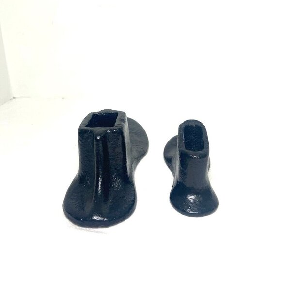 Vtg Cast Iron Shoe Molds Lot of 2 Sizes Cobbler Anvil Shoe Repair Form Black - Picture 4 of 6
